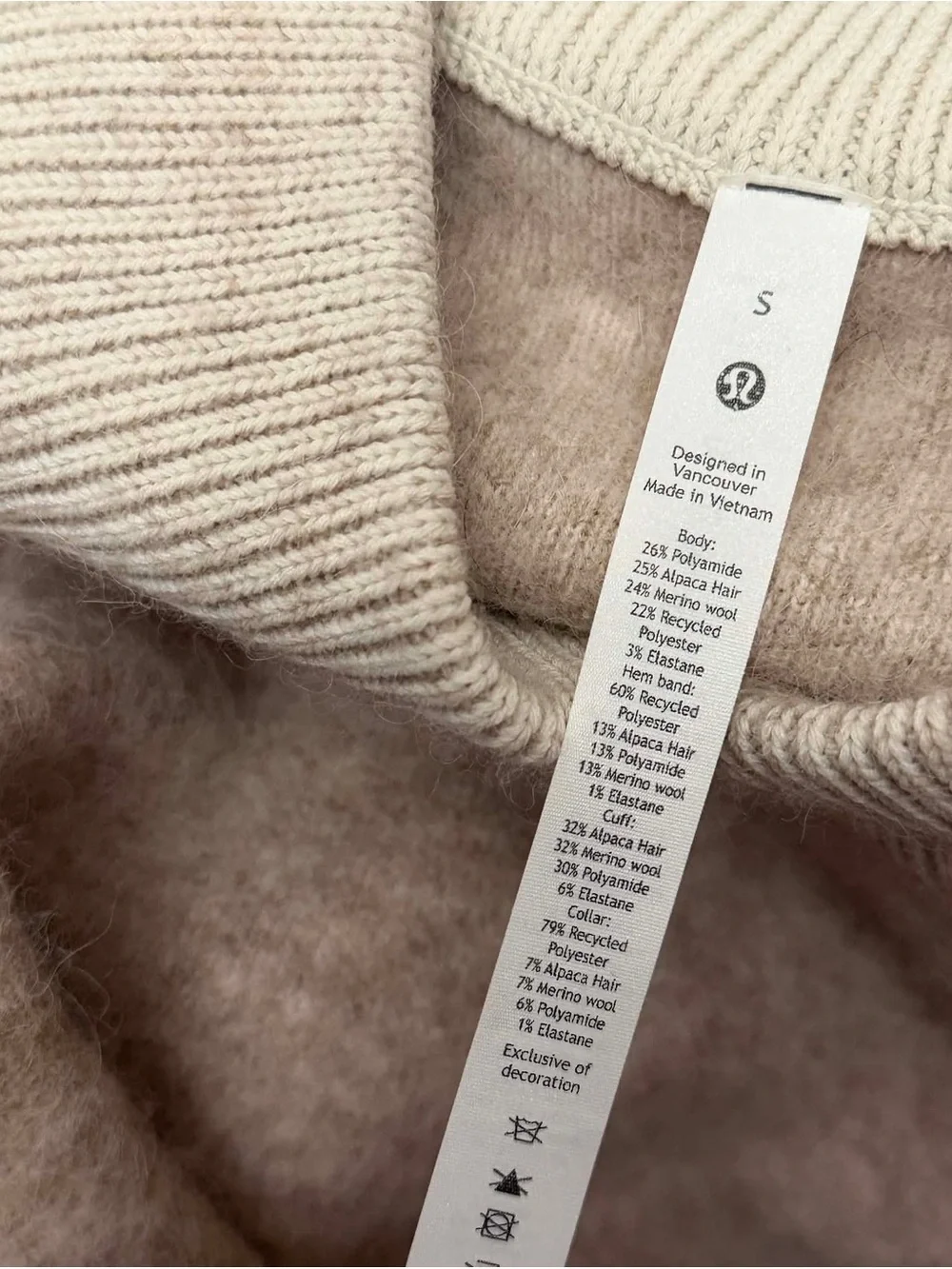 lululemon athletica Beige V-Neck Sweater